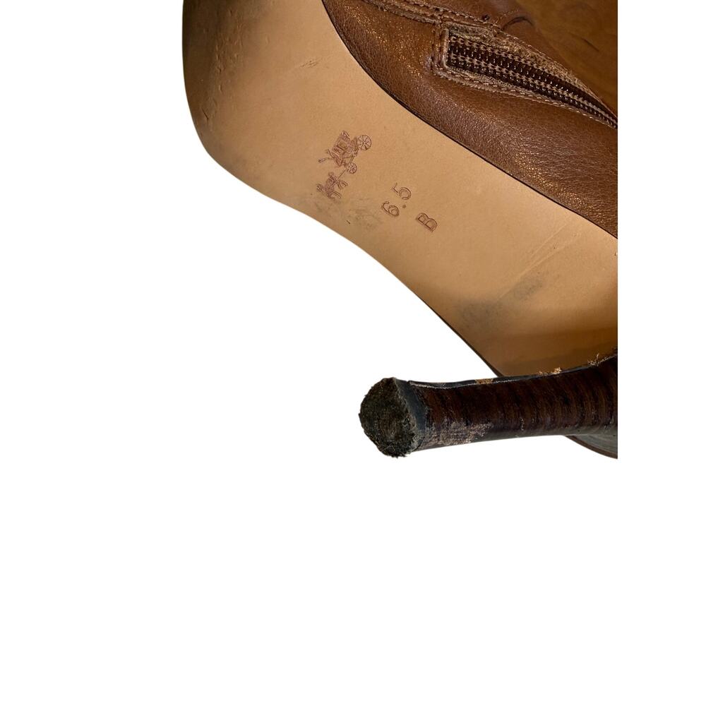 Coach Salene Leather Ankle Boots Ginger Brown Stiletto Heel Gold Logo 6.5 - Picture 10 of 12